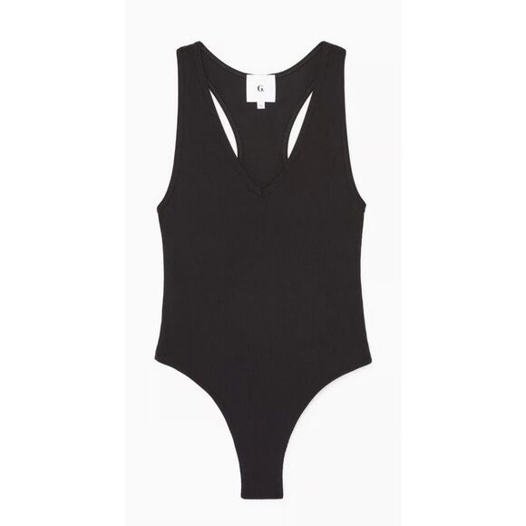 G. LABEL BY GOOP Deep-V Bodysuit in Black NWT Size Medium - Picture 1 of 11